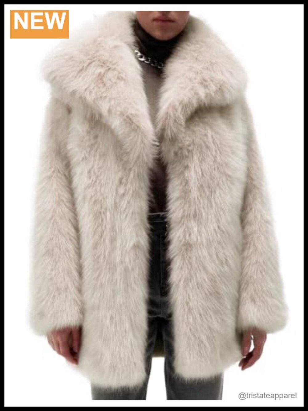 Women's Faux Fur Coat Mid Long Warm Winter Furry Jacket with Snap Closure